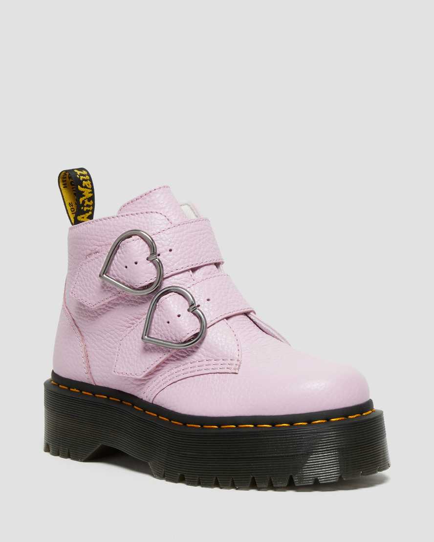 Dr. Martens Devon Heart Deri Kadın Kalın Tabanlı Botlar - Bot Pembe Lavanta |PADGT6590|